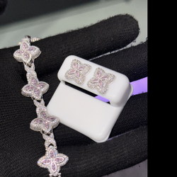 VVS MOISSANITE DIAMOND BRACELET & EARRINGS SET