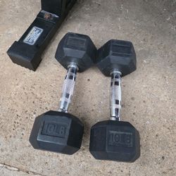 2-10lb Rubber Hex Dumbbells 