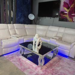 Beautiful White Power Reclining Sectional With Led Lights $800 OFF!!!!!