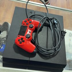 PS4 Used 512GB With Cords And Red Controller Used Ready To Go 