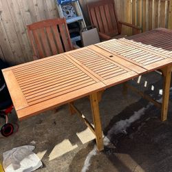 Natural Wood Table 4 Chairs 