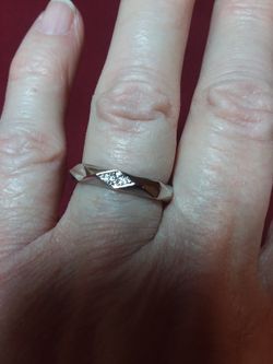 Size 9 White Gold Filled Ring With Cubic Zirconia Setting