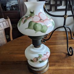Vintage Parlor Lamp Milk Glass Hand Painted Floral. Works Great! Pick Up Lemon Grove.