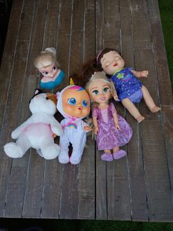 5 Pc Doll Toy Lot Girls Elsa Rapunzel 
