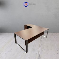 Executive Espresso L-Shape Desk with Chrome Base