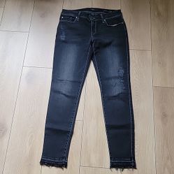 FIDELITY MILA MID RISE ANKLE SUMJEANS 28 CARBON BLACK WASH ANKLE FRAY