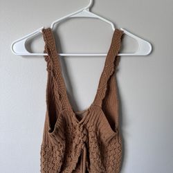 Forever 21 Brown Textured Knit Halter Crop Top – Size L
