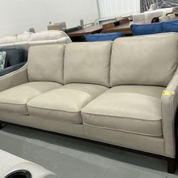 Cream Leather Sofa 