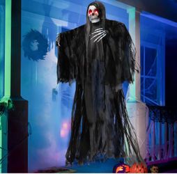 Animated Hanging Outdoor Halloween Decoration with Voice Control, Glowing Eyes, and Spooky Sound – Haunted House, Cemetery, and Lawn Deco 5.6 feet