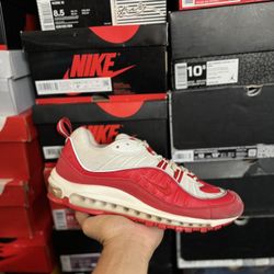 Nike Air Max 98 University Red White size 9.5 USED But Clean