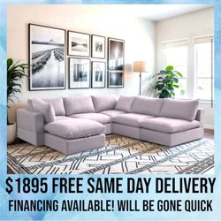 FREE DELIVERY New In Box 6 Piece Modular Cloud Sectional Couch Sofa Gray