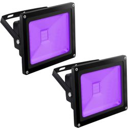 HouLight UV LED Black Light, 2 Pack High Power 20W LED Black Light Flood Light IP65-Waterproof (85V-265V AC) for Blacklight Party Supplies, Neon Glow,