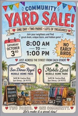 Community yard sale 2 parks! San Dimas