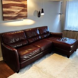 Free Delivery Red Leather Sectional Couch 