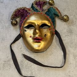 Authentic Ivan Minio Venetian Italian Paper Mache Harlequin Mask