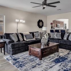 Designer Navy Blue Couch & Loveseat