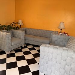 Knitted Light Blue Chenille, 3 pieces set