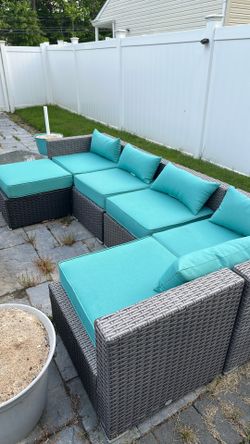 7 piece resin sectional with brand new upgraded cushions