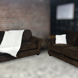 Delivery Available brown sofa/couch + loveseat set
