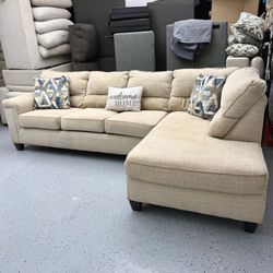 Beige Calvin Sectional Sofa with Right Chaise from Bob’s Furniture