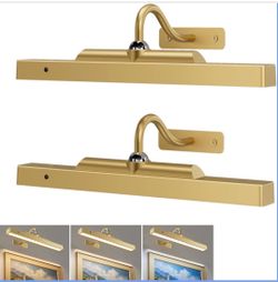 Craftersmark Wireless Picture Lights 12'', 2 Pack 4400mAh Battery Poerered Cordless Wall Lights, 350LM Dimmable Remote Timer for Painting Artwork Livi