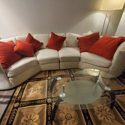 Sofa, Table. Lamp, Glass Corner Unit, Side Table