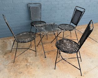 Outdoor metal chairs and table