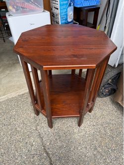 Octagon Side Table with  Shelf