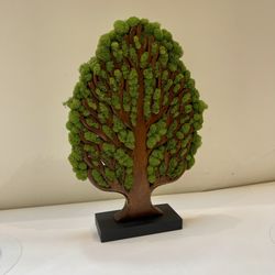 Hand Carved Wood Tree With Preserved Moss