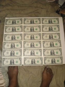 Conservative Numbers $1 Notes Row of 18