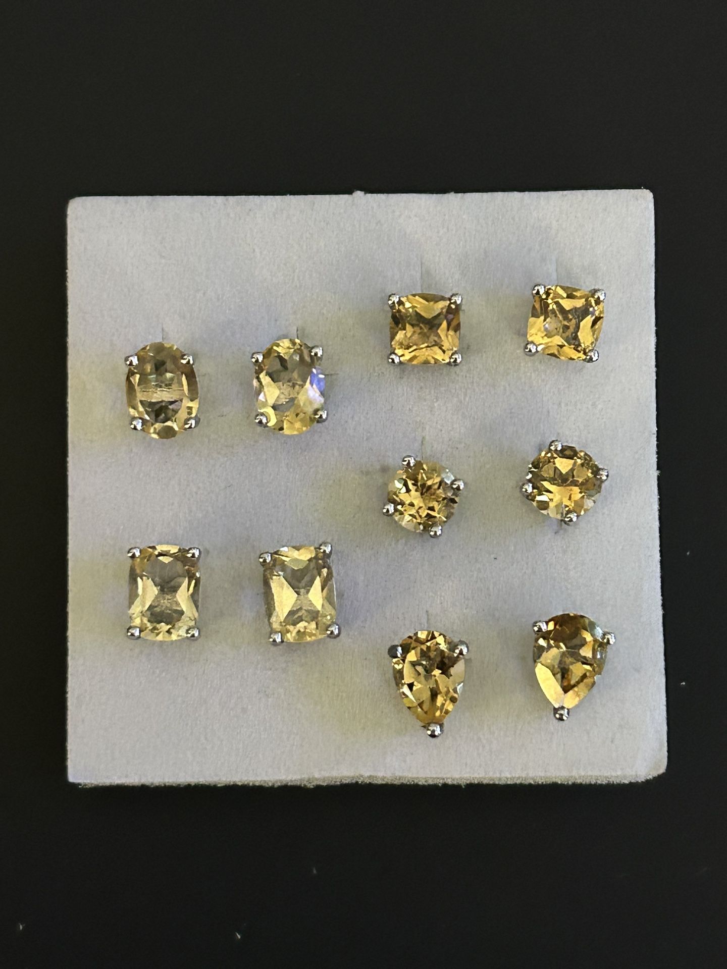 Yellow Citrine Stud Earrings (5 Pair)