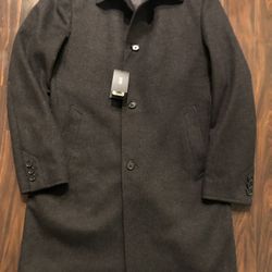 HUGO BOSS Men's The Task 5 Wool Cashmere Overcoat 44R Coat Dark Charcoal. $485