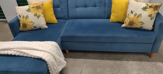 Free Delivery Blue Sectional Chaise Storage Couch