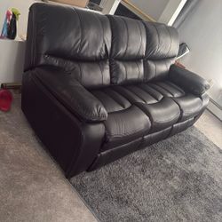 Couch Recliner Black Leather 