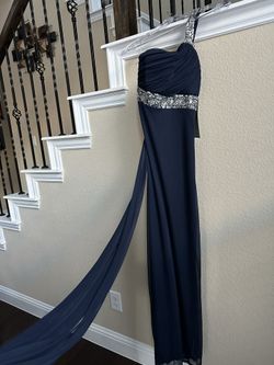 Classy Navy Dress One Shoulder