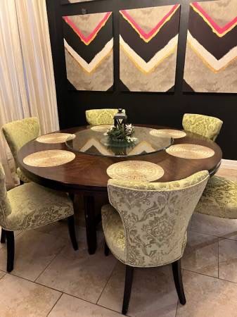 Table, Lazy Susan, & 6 Chairs,New Products : American Fashion Style Bags On Sale
