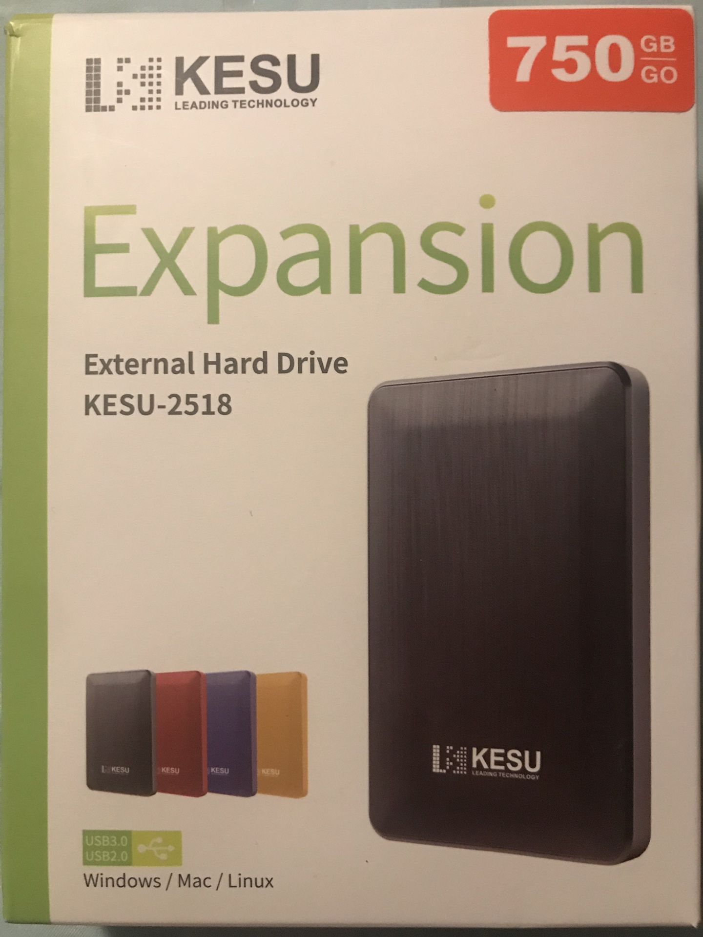 KESU-2518 750 GM external hard drive brand new