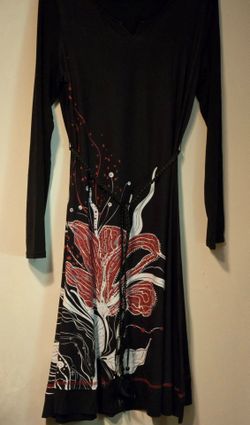 Black dress with front detail long sleeves