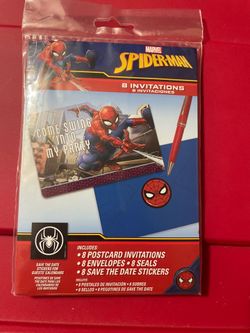 Marvel Superhero SPIDERMAN INVITATIONS Birthday Party Invites (8 Cards) New!