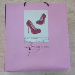 Leg Avenue 5" Glitter Red Pump With Black Bow Costume Heels Size 9