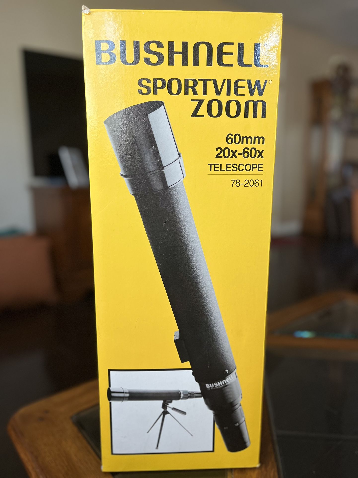 Bushnell Sportview Zoom Telescope 60mm. 20x60x. Variable power eyepiece, table top tripod.