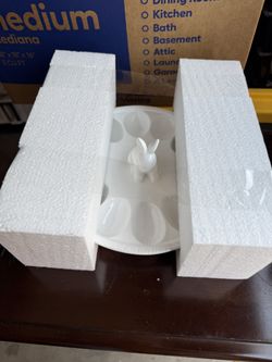 Vintage white Easter Bunny Egg Serving Tray