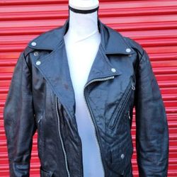 Gino Leather Black Genuine Leather Jacket Size 38 Made In Brazil
