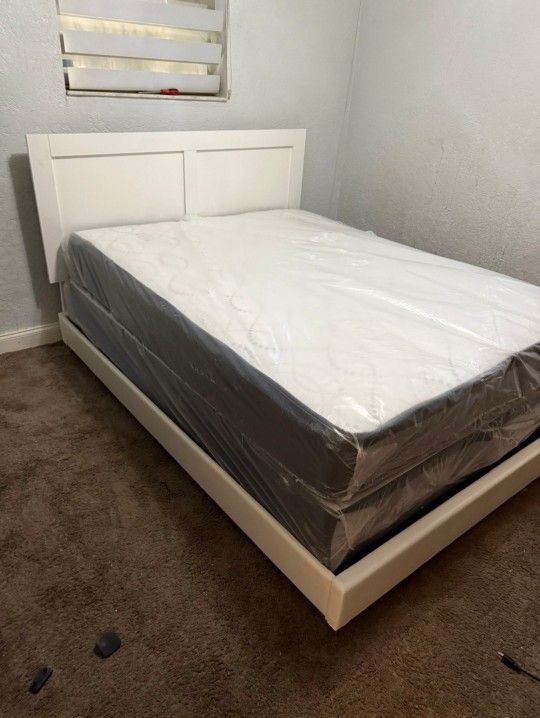 NEW Bed Frame With Mattress New Bedroom Furniture Set Full Size Bed Frame Platform And Headboard With Mattress