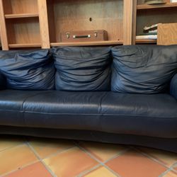 Navy Blue Leather Sofa $50