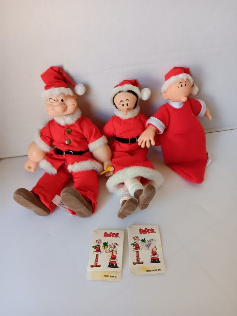 Rare 90s Popeye Olive Oil  Sweet Pea VTG Presents  Toy Dolls Christmas Attire