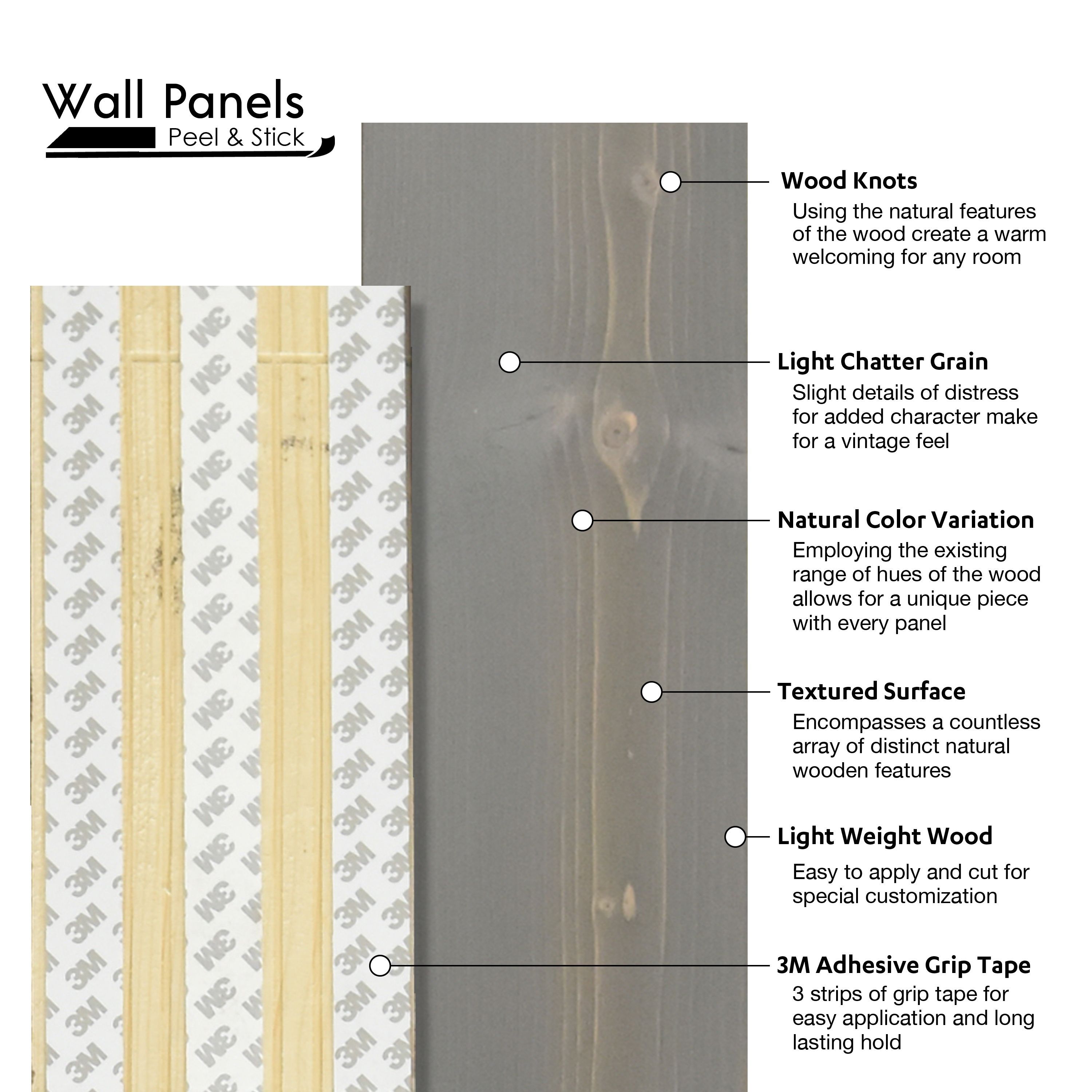 Solid Wood Wall Paneling | Peel & Stick | 19.5 sq ft