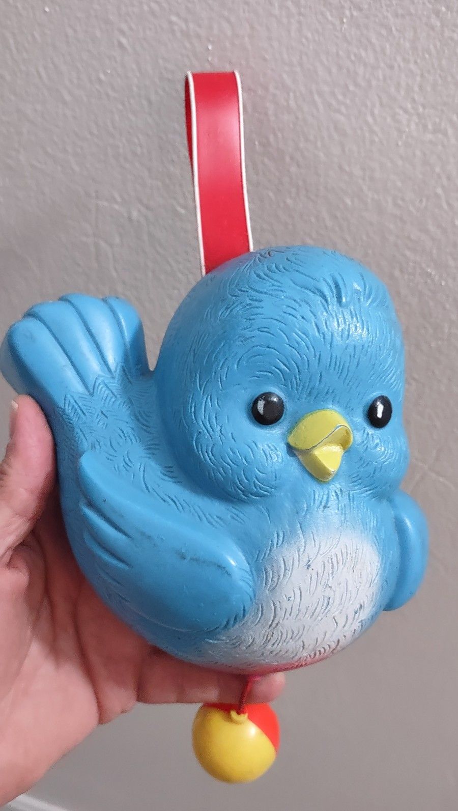Vintage 1968 Fisher Price BLUEBIRD Music Box Pull Crib Toy Collectible Kids Toy
