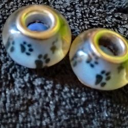 Paw Print Blue Beads