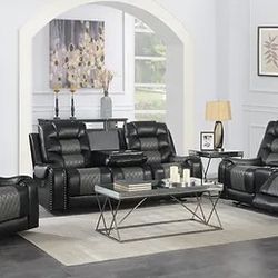 BRAND NEW! 3-PC Black/Brown Leather Reclining Set